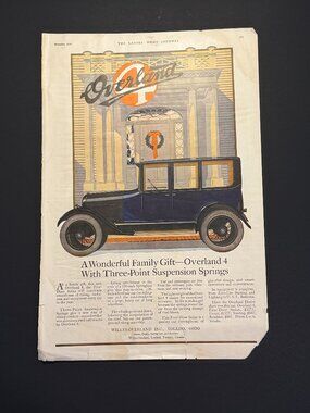 Willy's Overland 4 Door Sedan Ladies Home Journal Dec 1919 Magazine Advert